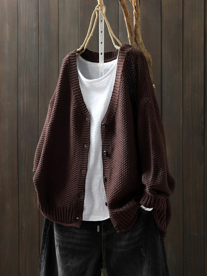 Thordula | Damen Oversize Strickjacke mit V-Ausschnitt