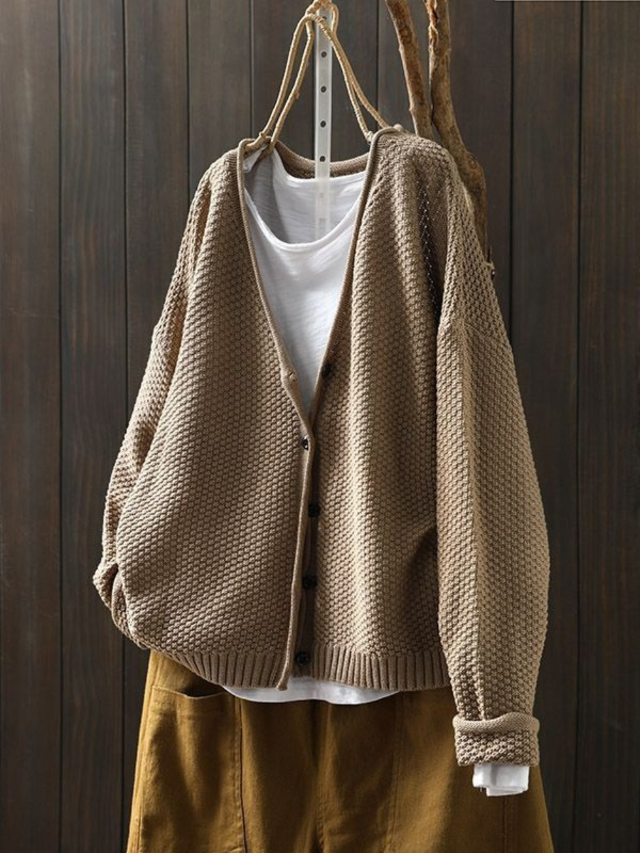 Thordula | Damen Oversize Strickjacke mit V-Ausschnitt