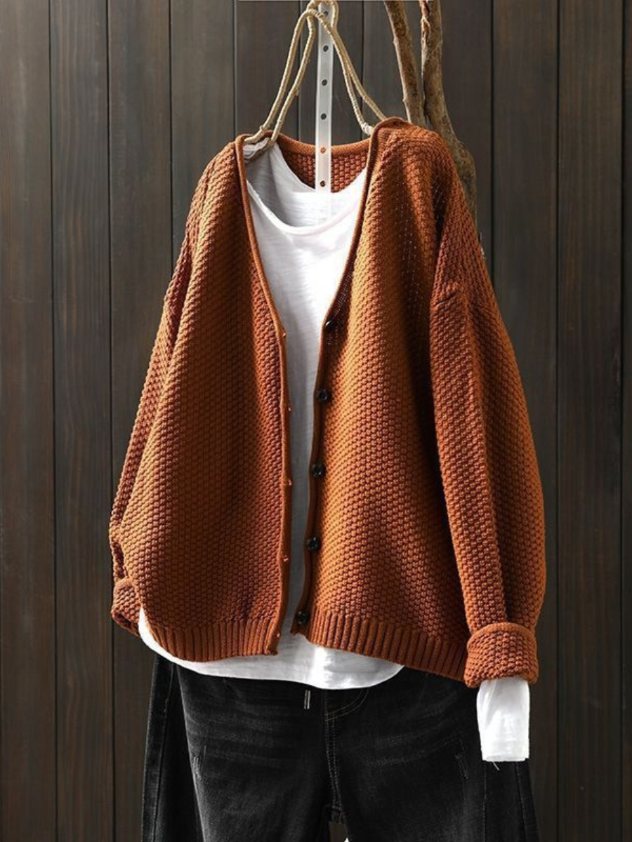 Thordula | Damen Oversize Strickjacke mit V-Ausschnitt