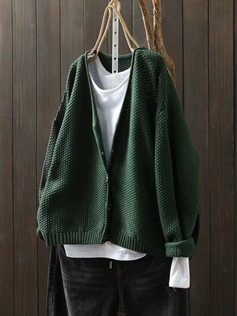 Thordula | Damen Oversize Strickjacke mit V-Ausschnitt