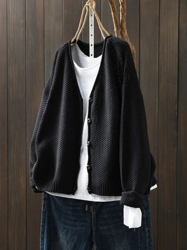 Thordula | Damen Oversize Strickjacke mit V-Ausschnitt
