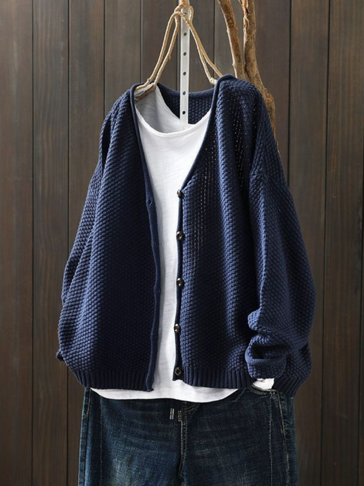 Thordula | Damen Oversize Strickjacke mit V-Ausschnitt