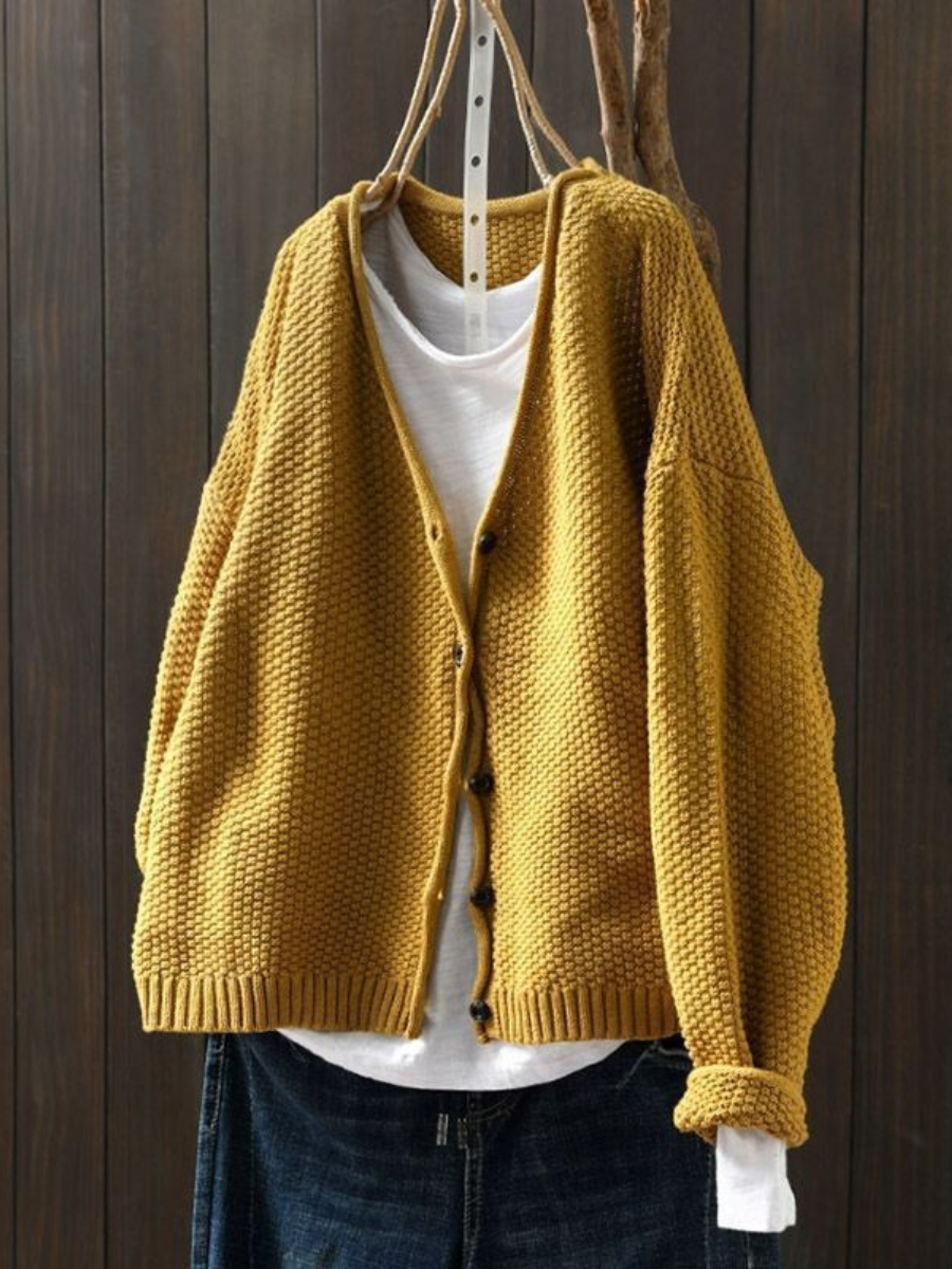 Thordula | Damen Oversize Strickjacke mit V-Ausschnitt