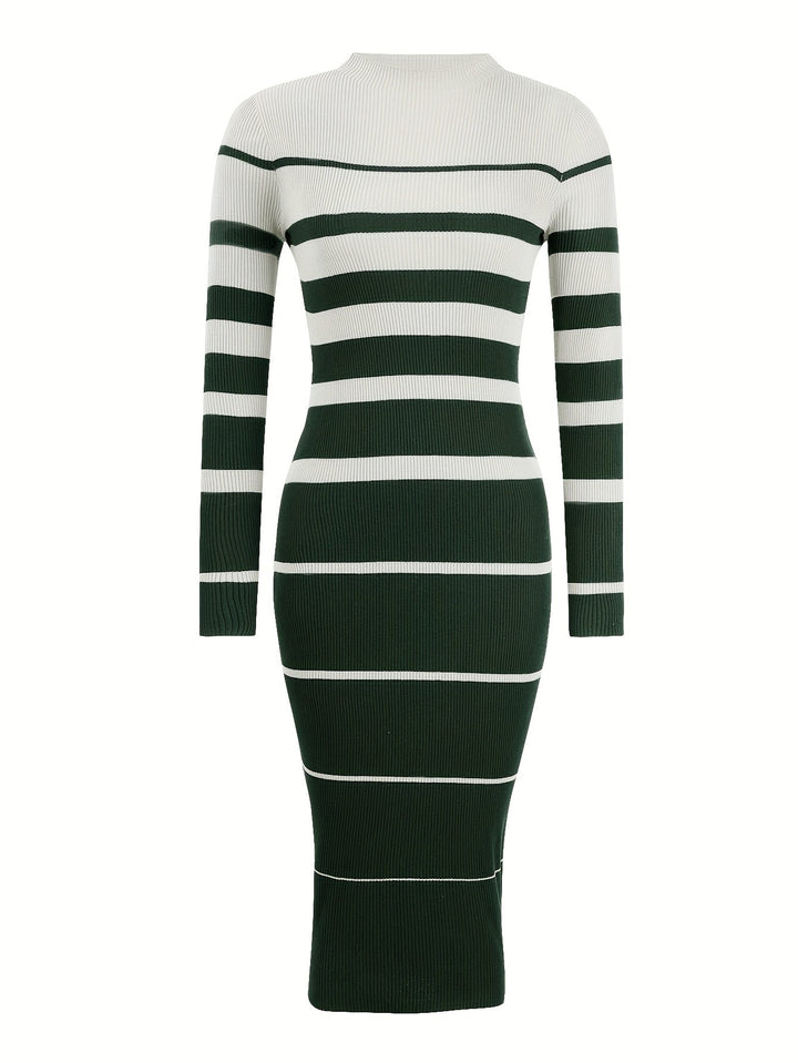 Tordis | Damen Langarm-Strickkleid mit Streifen