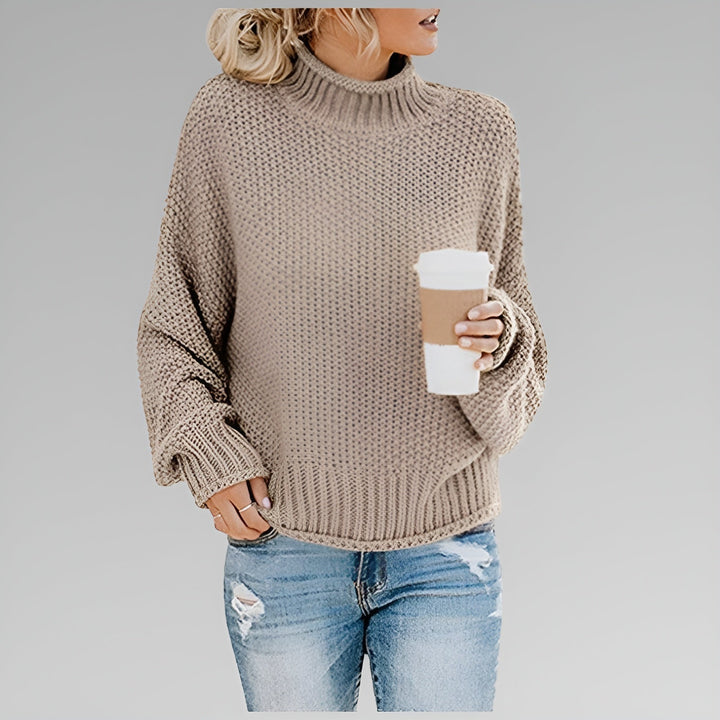 Ulfhild | Damen Oversized Strickpullover mit Stehkragen