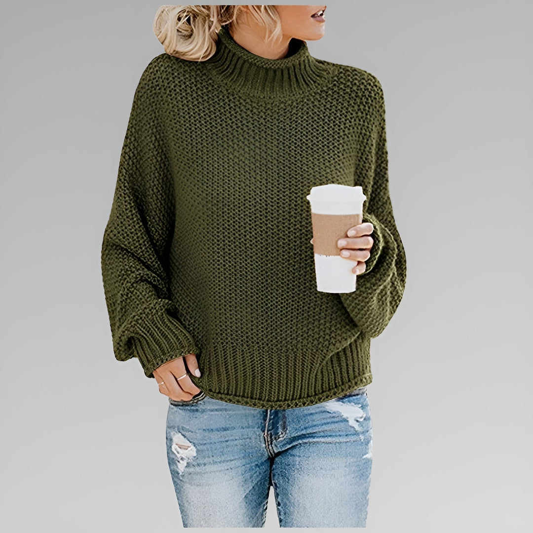 Ulfhild | Damen Oversized Strickpullover mit Stehkragen
