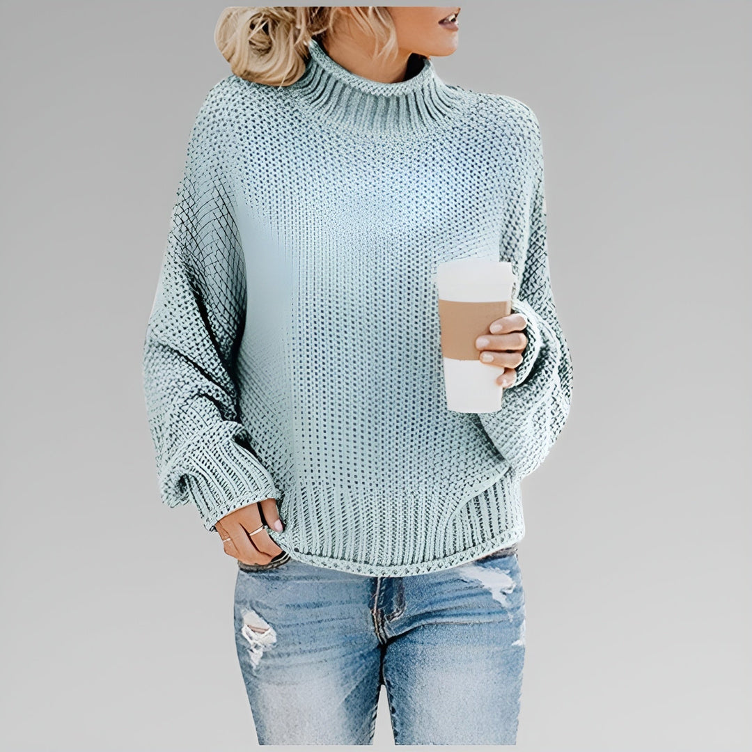 Ulfhild | Damen Oversized Strickpullover mit Stehkragen
