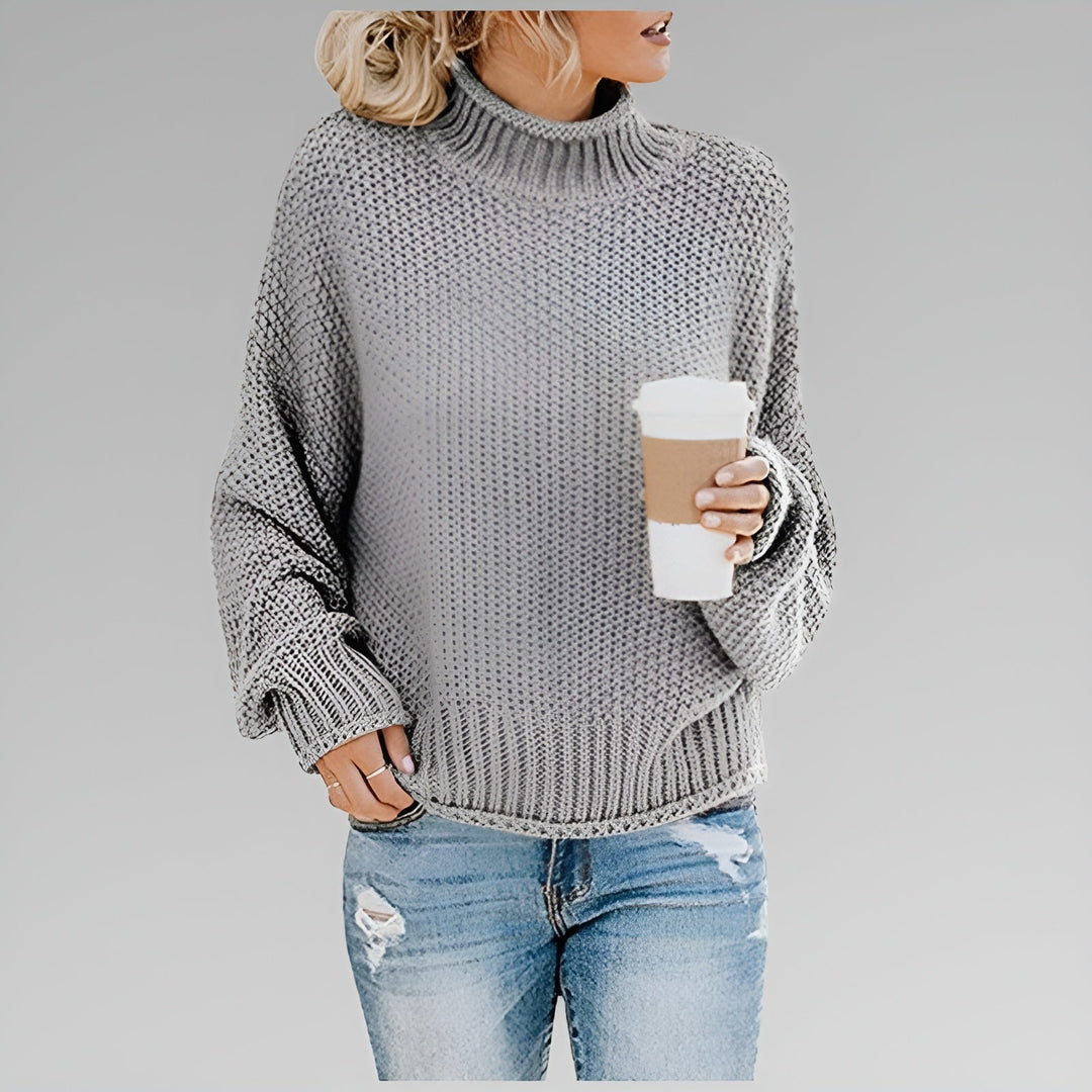 Ulfhild | Damen Oversized Strickpullover mit Stehkragen