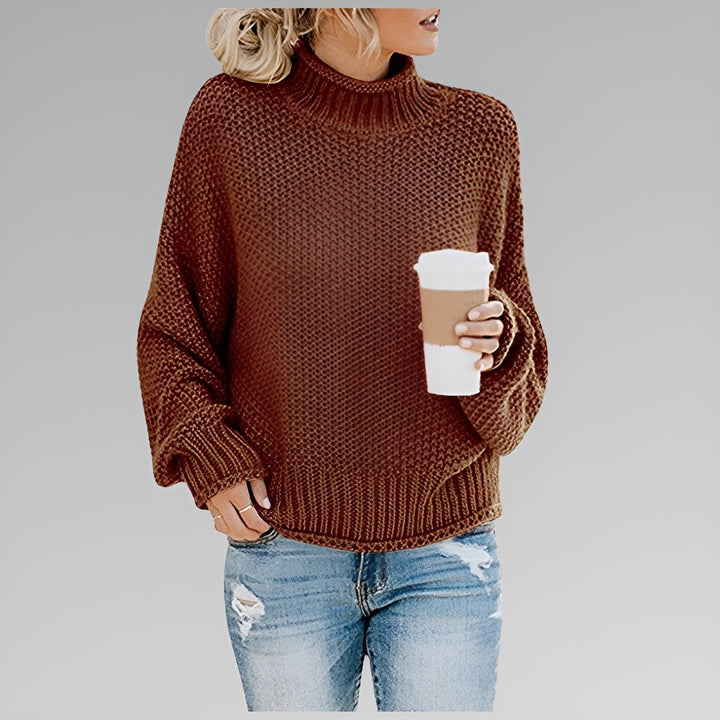 Ulfhild | Damen Oversized Strickpullover mit Stehkragen