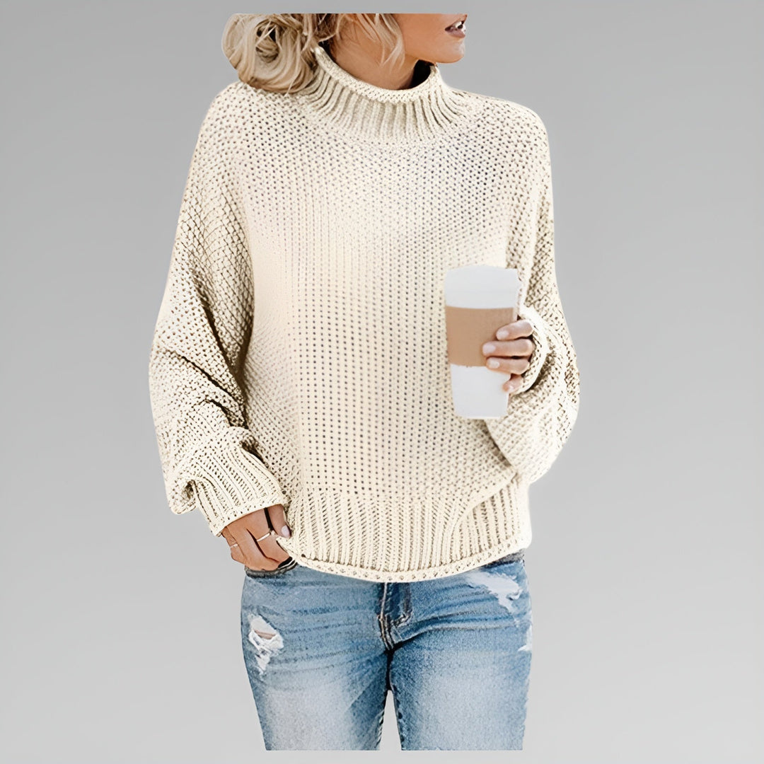 Ulfhild | Damen Oversized Strickpullover mit Stehkragen