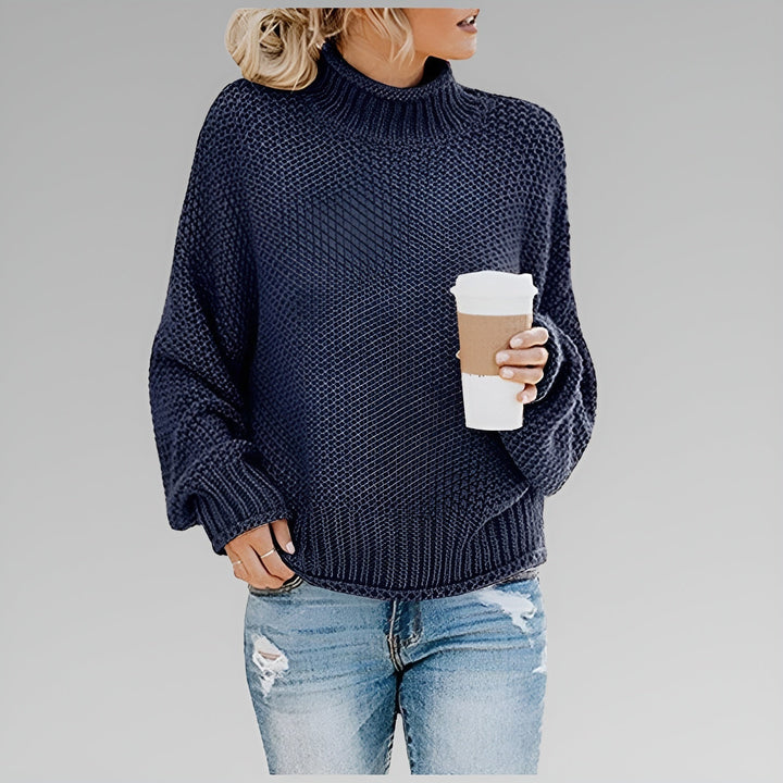 Ulfhild | Damen Oversized Strickpullover mit Stehkragen