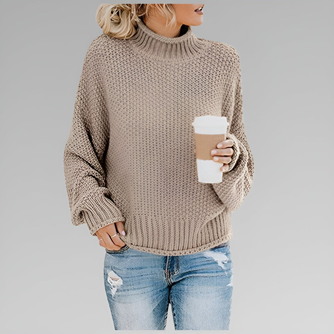 Ulfhild | Damen Oversized Strickpullover mit Stehkragen