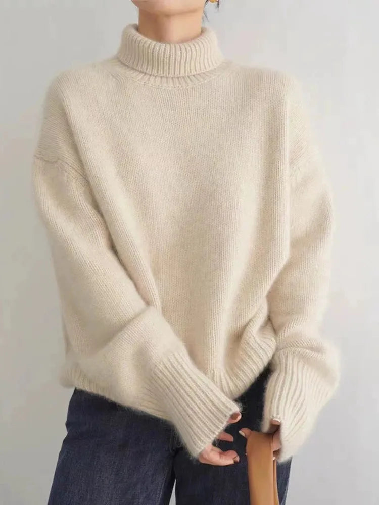 Valdmara | Damen Oversized Rollkragen Strickpullover