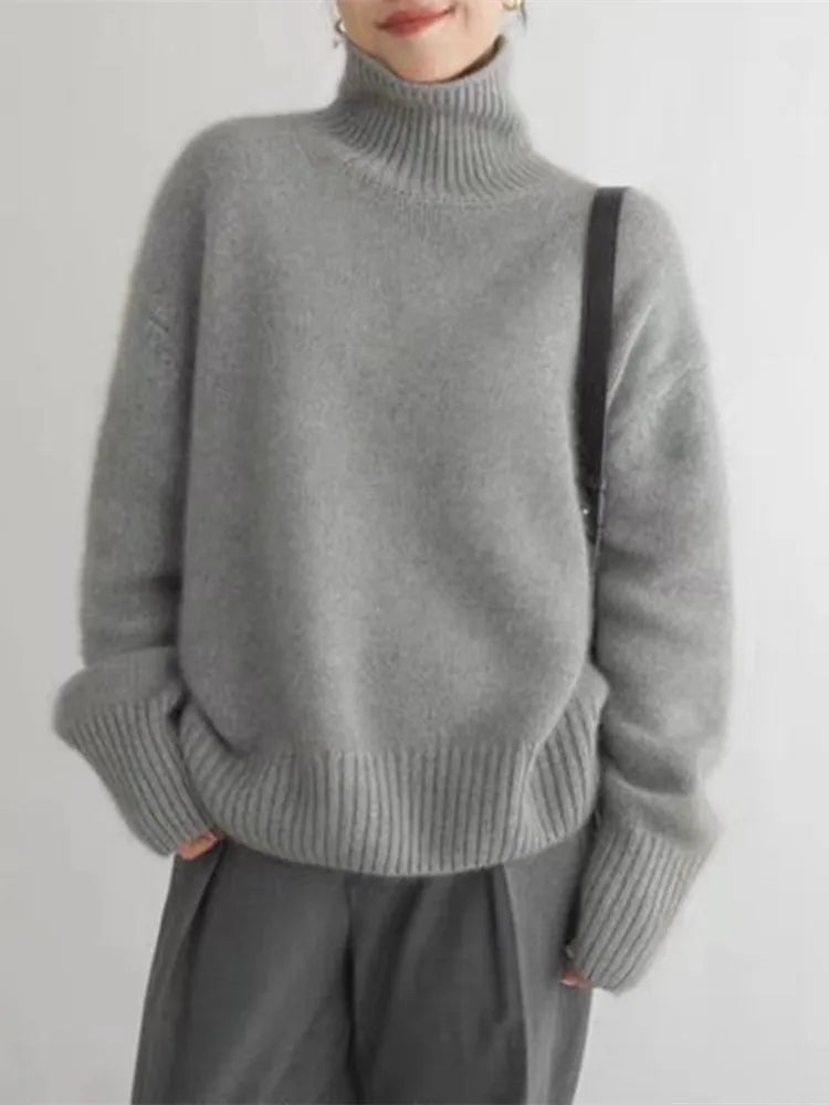 Valdmara | Damen Oversized Rollkragen Strickpullover