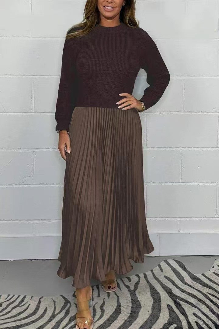 Valdrika | Midi Strickkleid für Damen mit Plisseerock