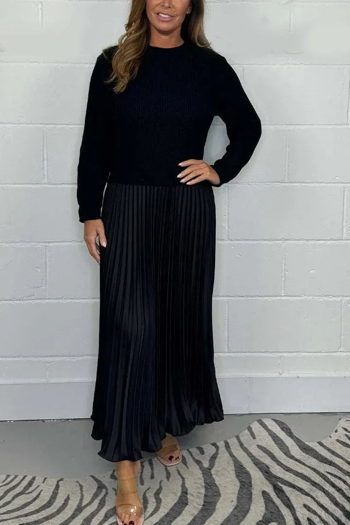 Valdrika | Midi Strickkleid für Damen mit Plisseerock