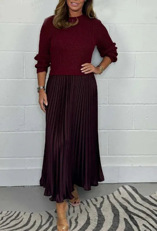 Valdrika | Midi Strickkleid für Damen mit Plisseerock