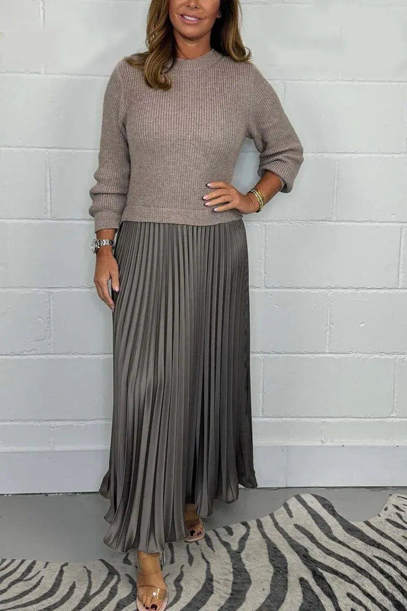 Valdrika | Midi Strickkleid für Damen mit Plisseerock