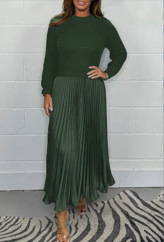 Valdrika | Midi Strickkleid für Damen mit Plisseerock