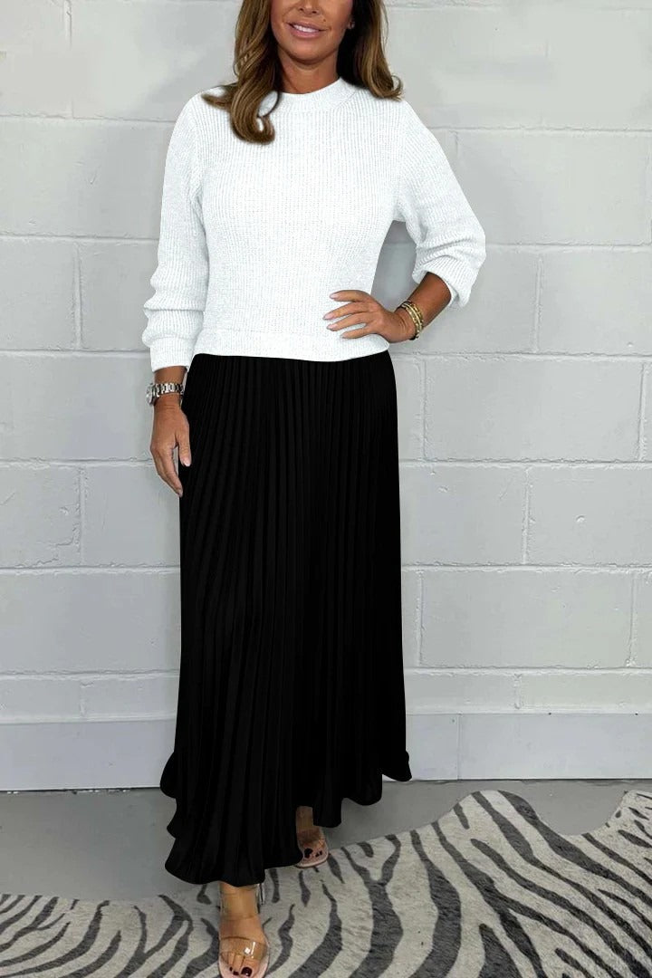 Valdrika | Midi Strickkleid für Damen mit Plisseerock