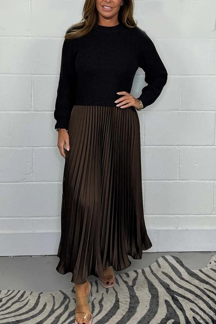 Valdrika | Midi Strickkleid für Damen mit Plisseerock