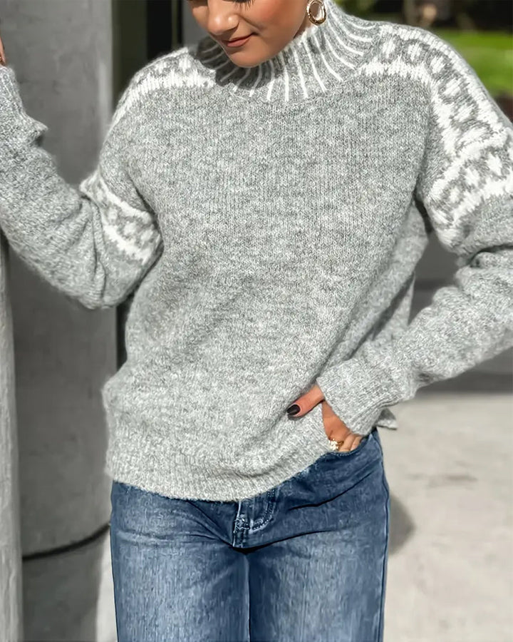 Valdrun | Damen Rollkragenpullover mit Norwegermuster