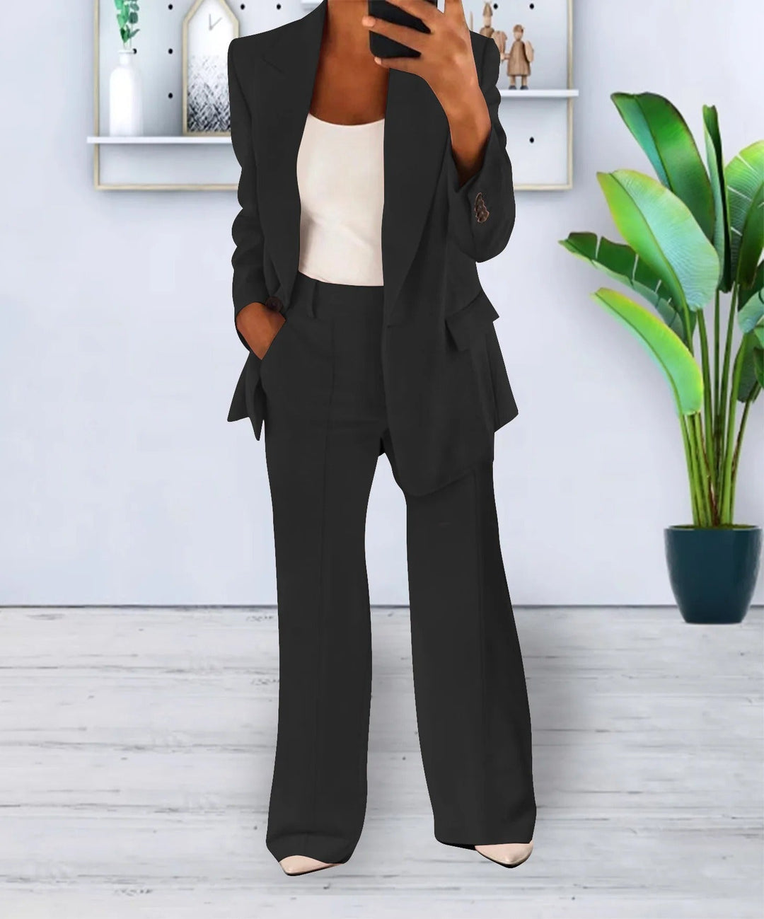 Maßgeschneidertes Damen Blazer und Weite-Hosen Anzug-Set