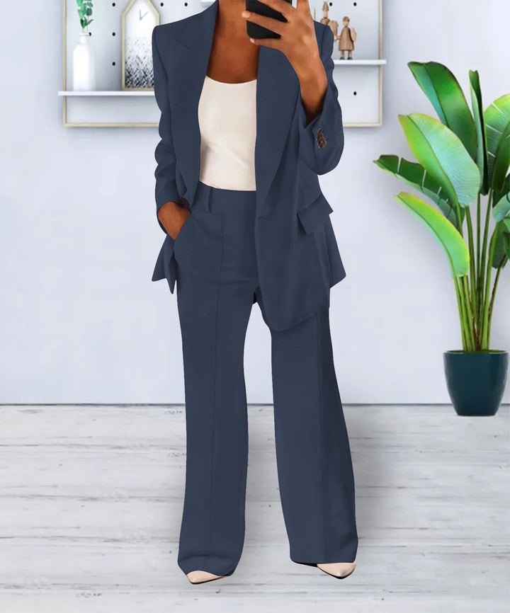 Maßgeschneidertes Damen Blazer und Weite-Hosen Anzug-Set
