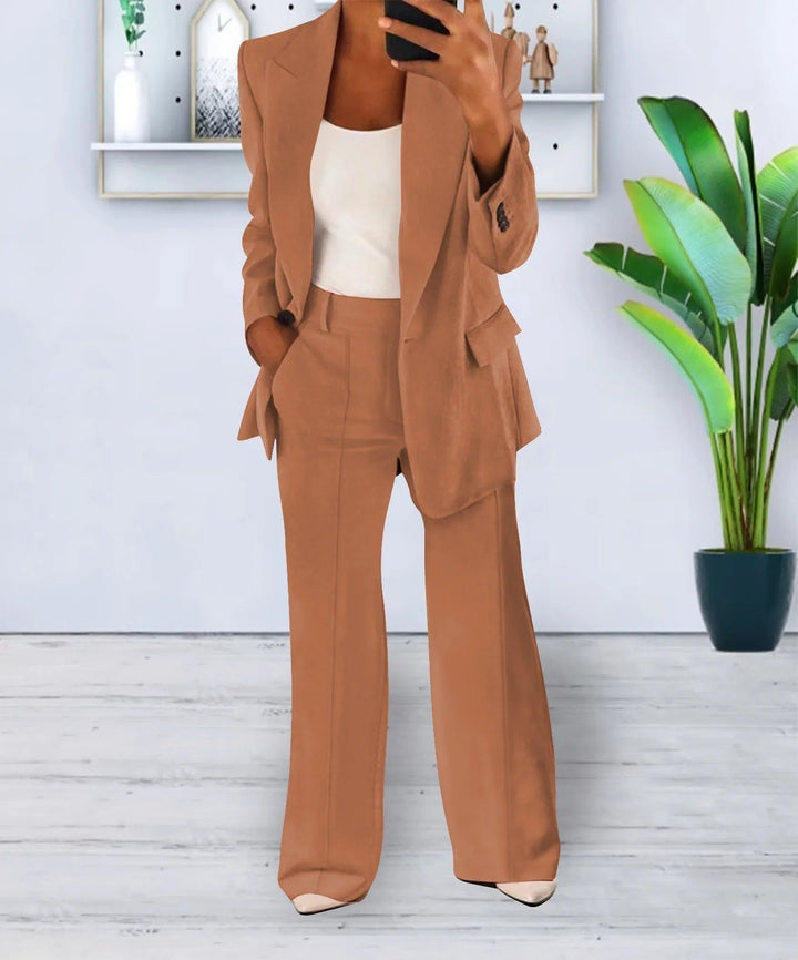 Maßgeschneidertes Damen Blazer und Weite-Hosen Anzug-Set
