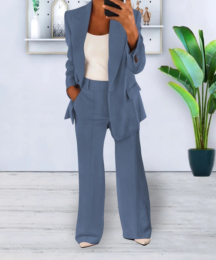 Maßgeschneidertes Damen Blazer und Weite-Hosen Anzug-Set