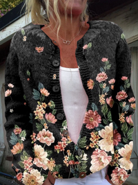 Verbena | Damen Cardigan mit Blumenmuster aus Strick