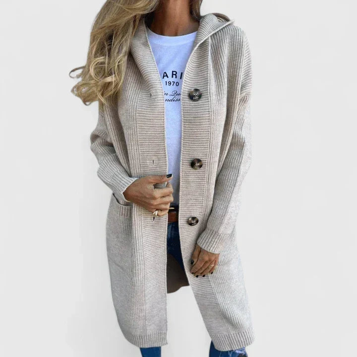 Vrenike | Damen Hoodie-Strickjacke in Langform
