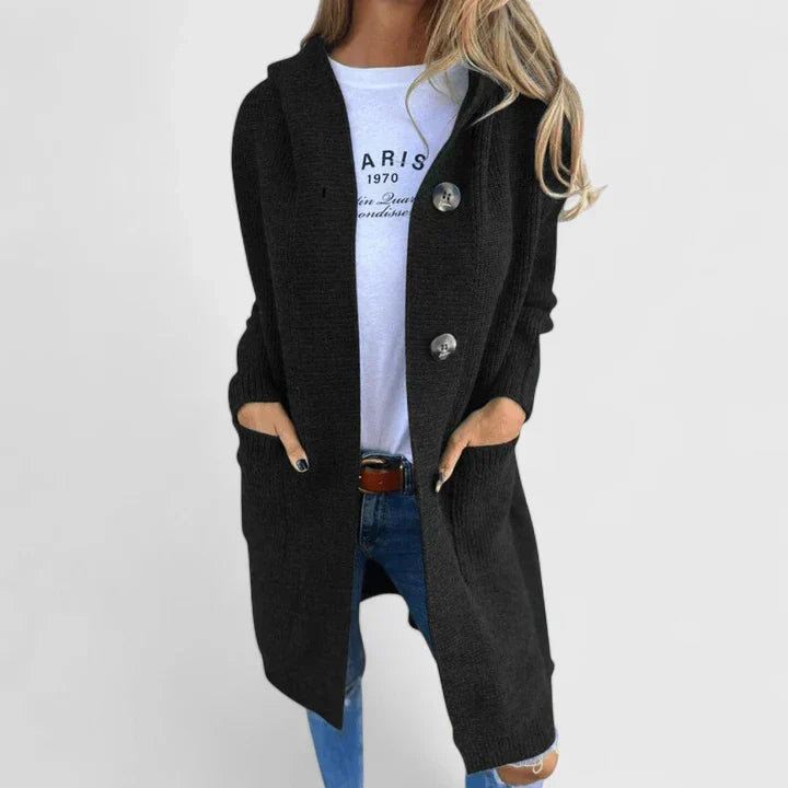 Vrenike | Damen Hoodie-Strickjacke in Langform