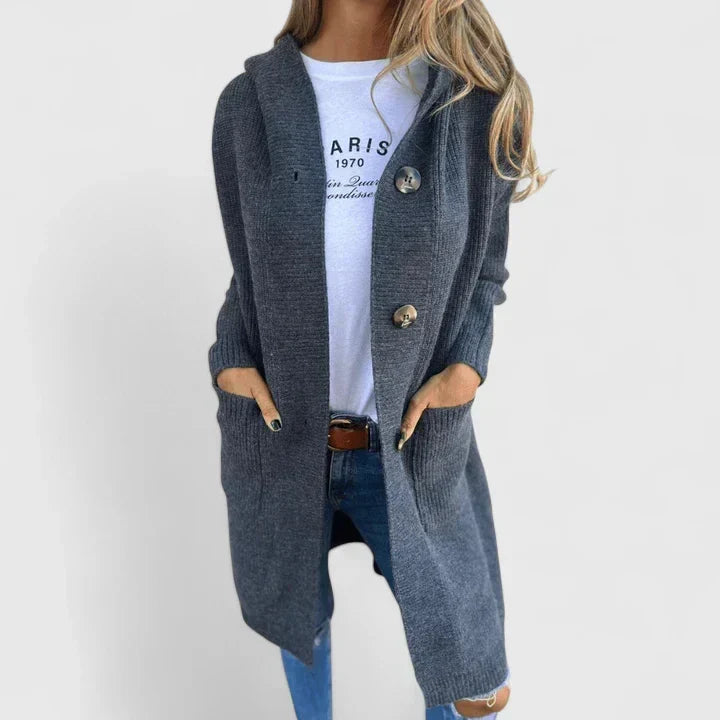 Vrenike | Damen Hoodie-Strickjacke in Langform