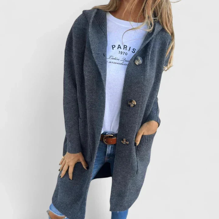 Vrenike | Damen Hoodie-Strickjacke in Langform
