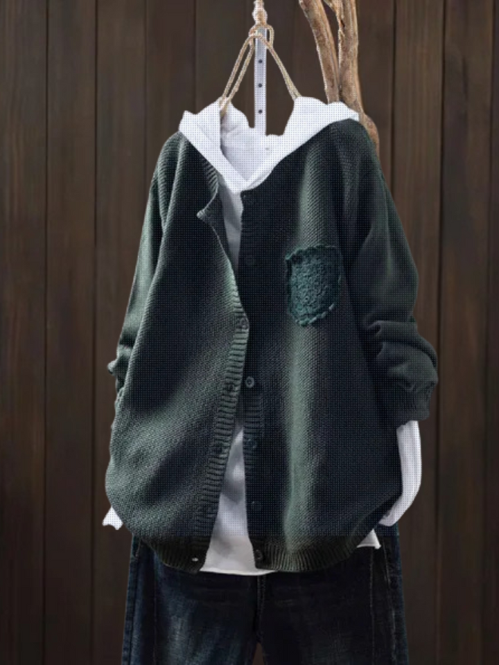 Welmina | Damen Oversized Strickjacke mit Knopfverschluss