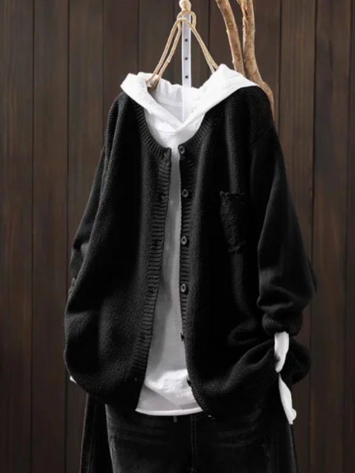 Welmina | Damen Oversized Strickjacke mit Knopfverschluss