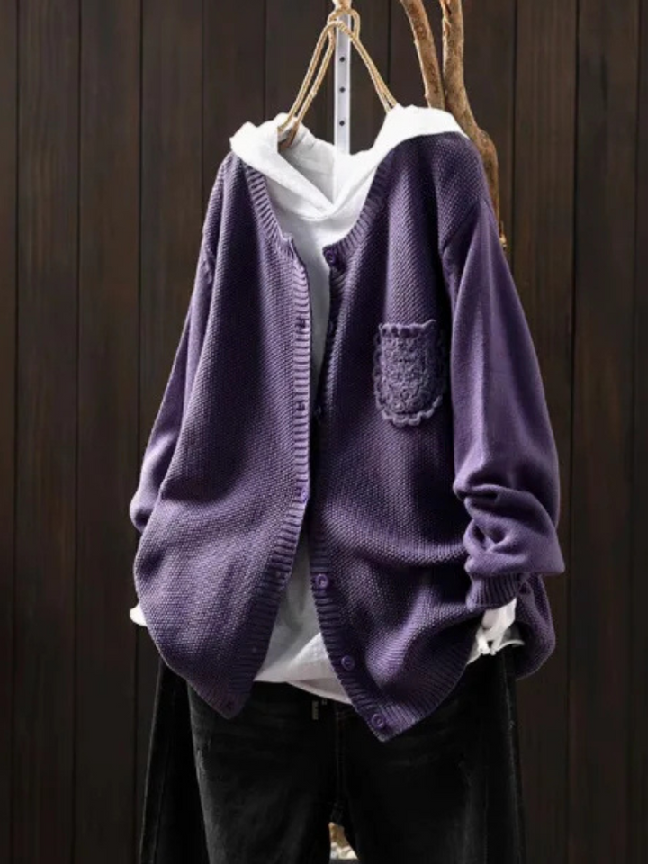 Welmina | Damen Oversized Strickjacke mit Knopfverschluss