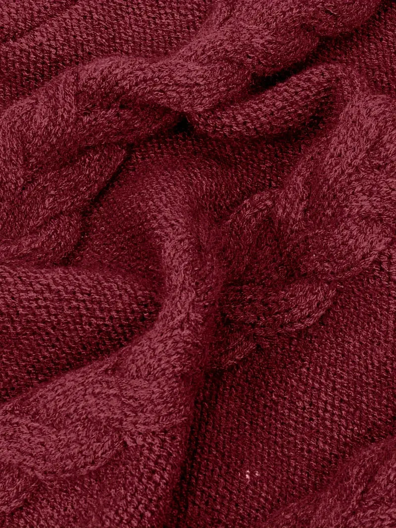 Wendeline | Damen Langer Rollkragenpullover mit Zopfmuster