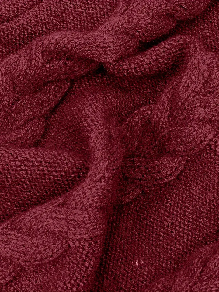 Wendeline | Damen Langer Rollkragenpullover mit Zopfmuster