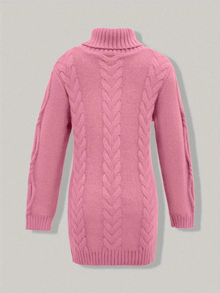 Wendeline | Damen Langer Rollkragenpullover mit Zopfmuster