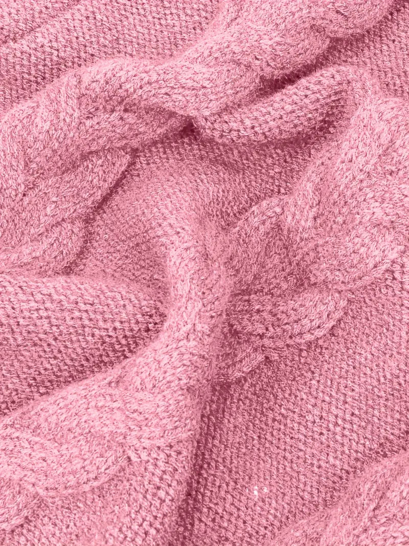 Wendeline | Damen Langer Rollkragenpullover mit Zopfmuster
