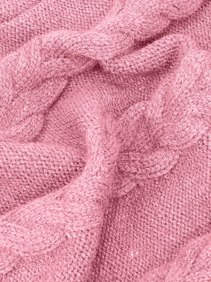 Wendeline | Damen Langer Rollkragenpullover mit Zopfmuster