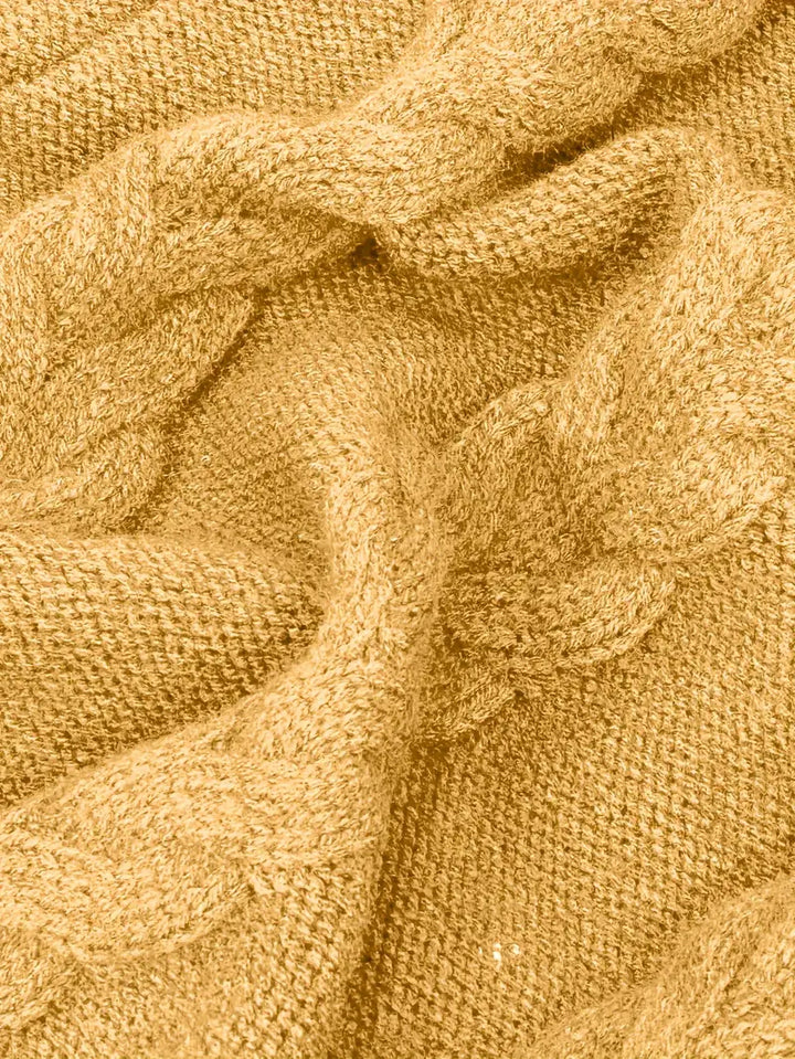 Wendeline | Damen Langer Rollkragenpullover mit Zopfmuster