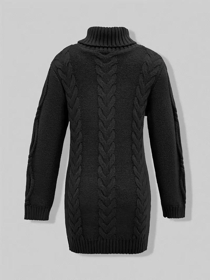 Wendeline | Damen Langer Rollkragenpullover mit Zopfmuster