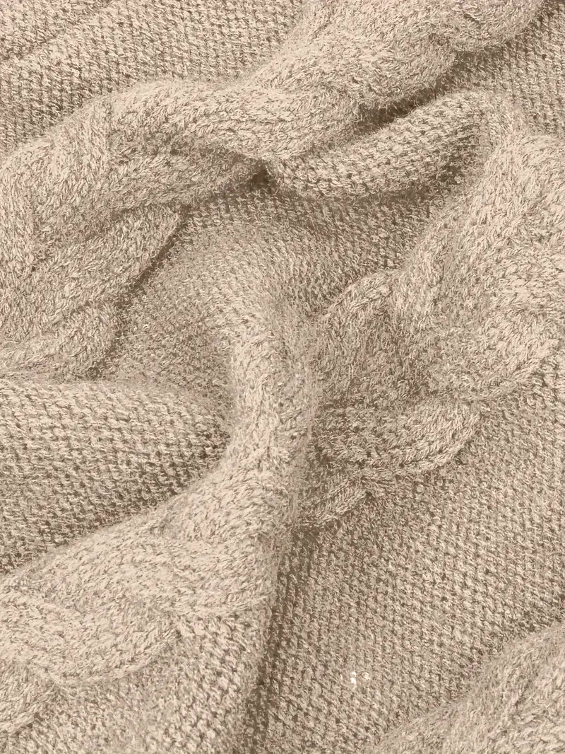 Wendeline | Damen Langer Rollkragenpullover mit Zopfmuster