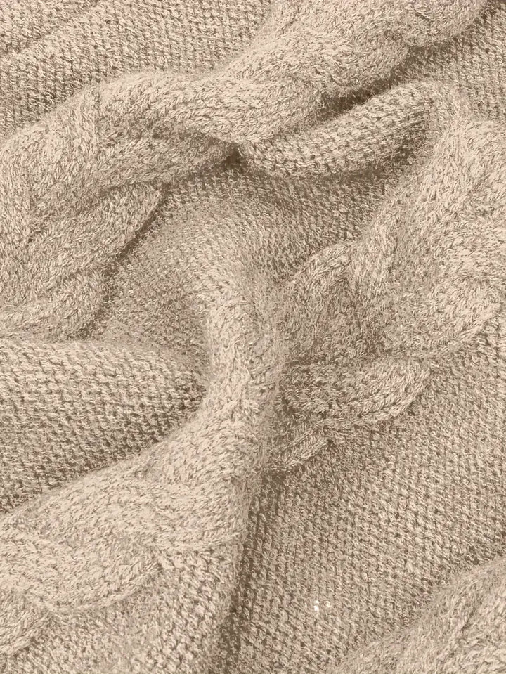 Wendeline | Damen Langer Rollkragenpullover mit Zopfmuster