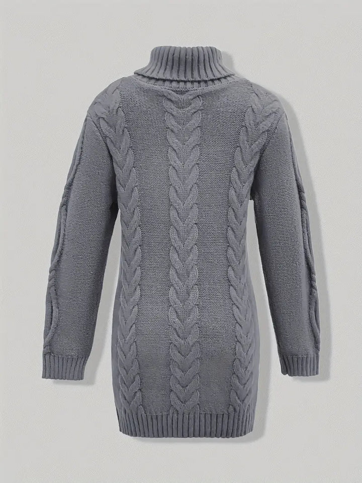Wendeline | Damen Langer Rollkragenpullover mit Zopfmuster