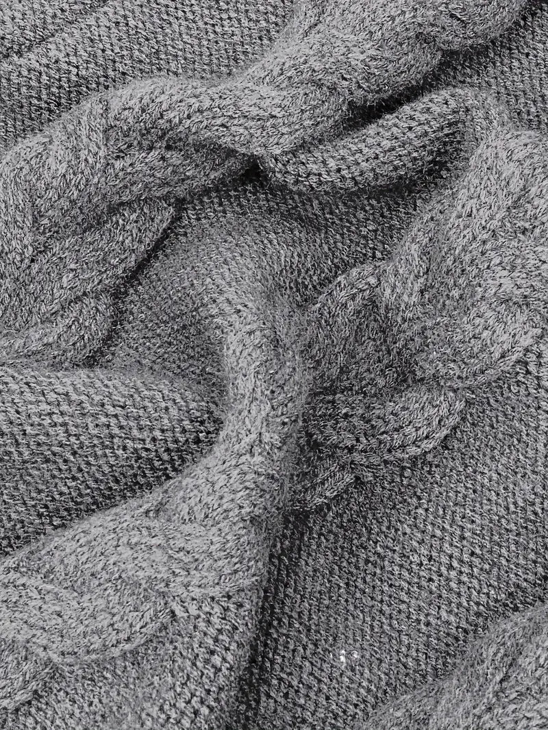Wendeline | Damen Langer Rollkragenpullover mit Zopfmuster