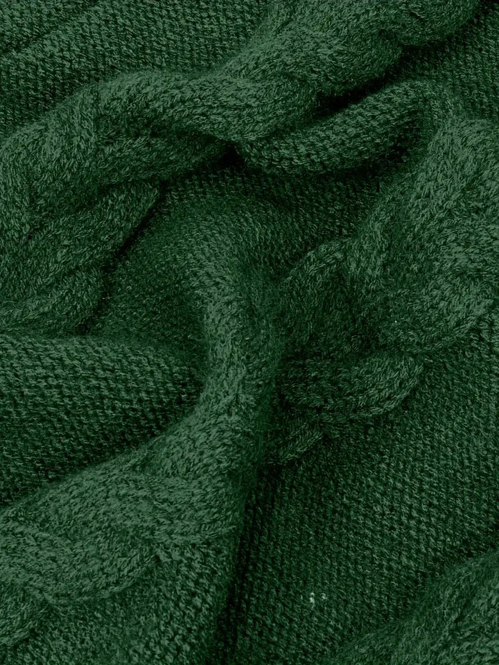 Wendeline | Damen Langer Rollkragenpullover mit Zopfmuster